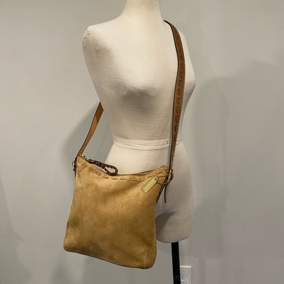 Coach Tan Suede Shoulder Bag with Pouch - Picture 3 of 14